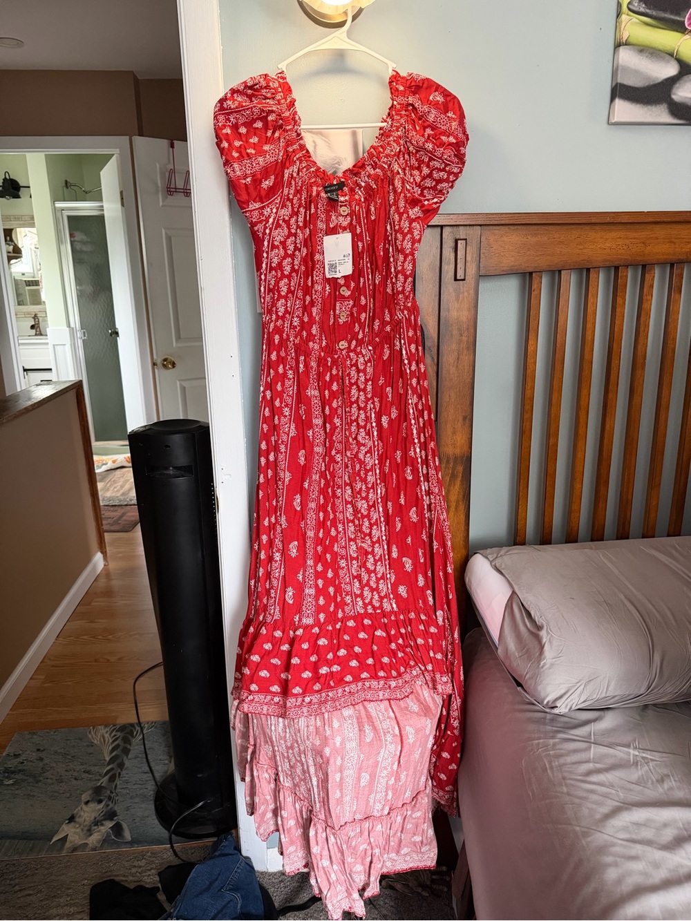 Forever 21 Red Printed High-Low Boho Maxi Dress